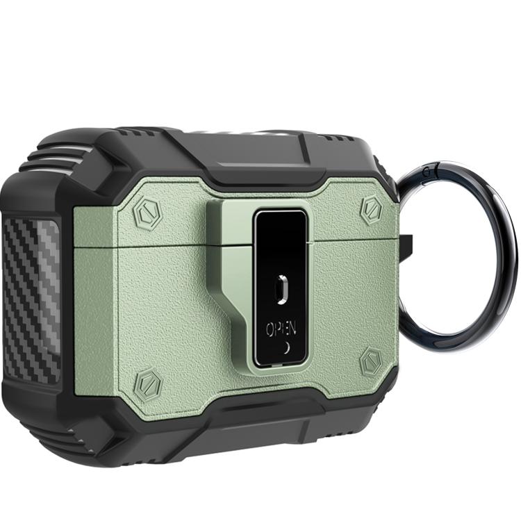 For AirPods Pro 3 Non-slip  Armor Shockproof Earphones Case with Hook(Green)