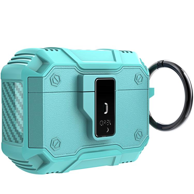 For AirPods Pro 3 Non-slip Armor Shockproof Earphones Case with Hook(Mint Green)