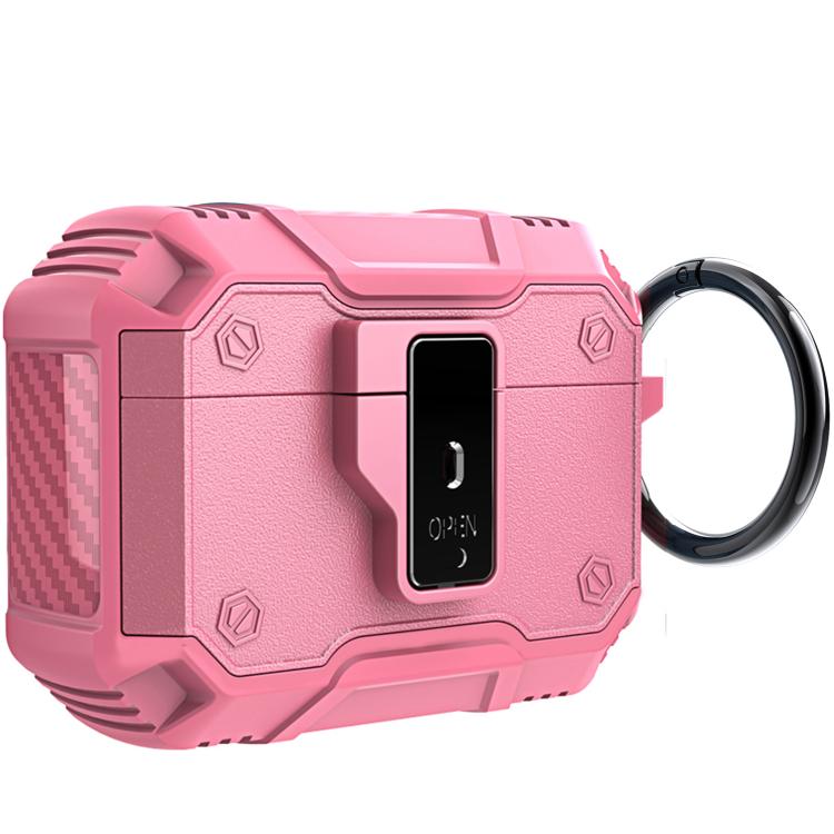 For AirPods Pro 3 Non-slip  Armor Shockproof Earphones Case with Hook(Pink)