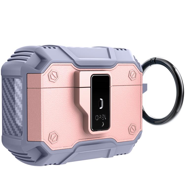 For AirPods Pro 3 Non-slip  Armor Shockproof Earphones Case with Hook(Rose Gold)