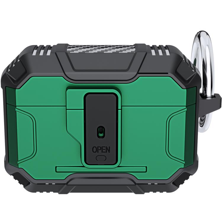 For AirPods Pro 3 Non-slip TPU+PC Shockproof Earphones Case with Hook(Green)