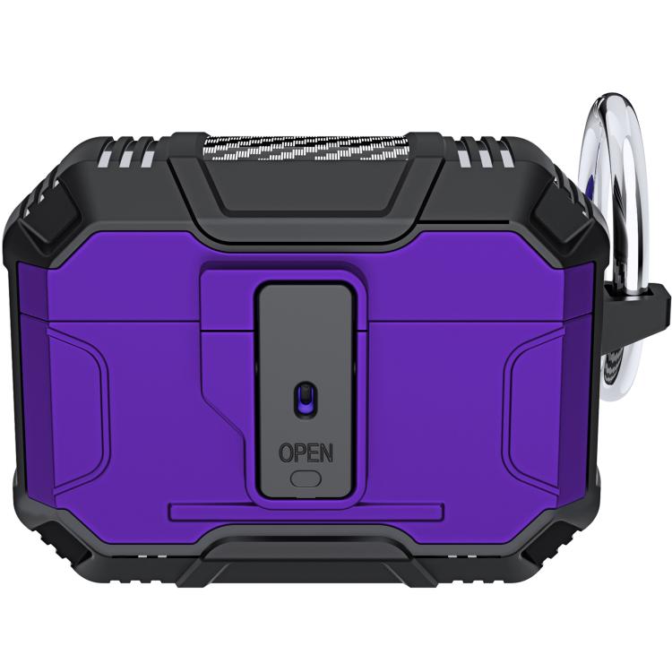 For AirPods Pro 3 Non-slip TPU+PC Shockproof Earphones Case with Hook(Purple)