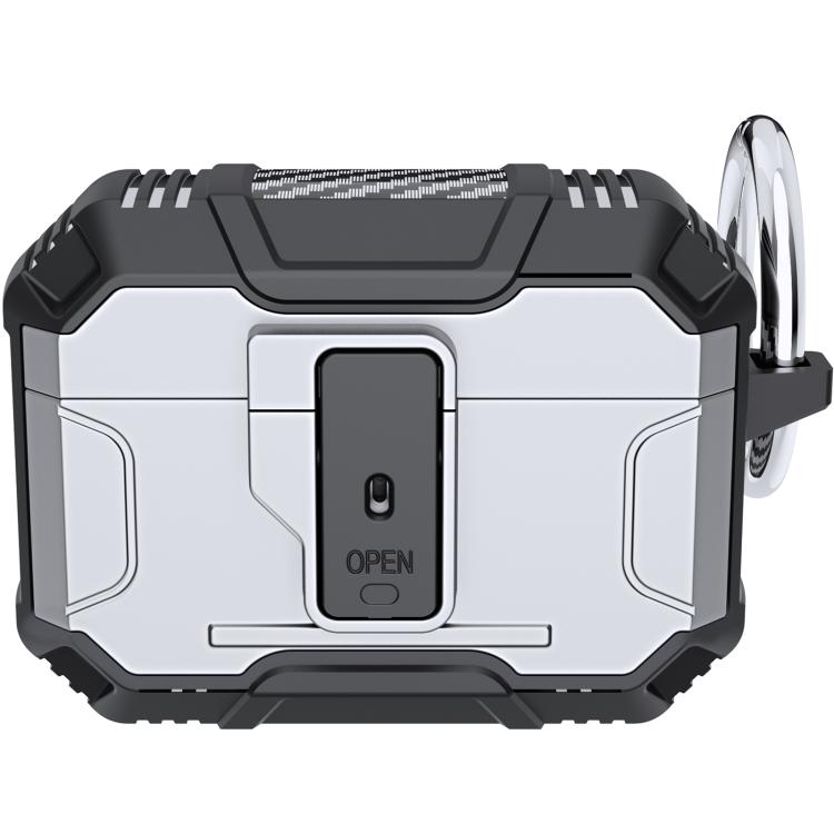 For AirPods Pro 3 Non-slip TPU+PC Shockproof Earphones Case with Hook(Silver)