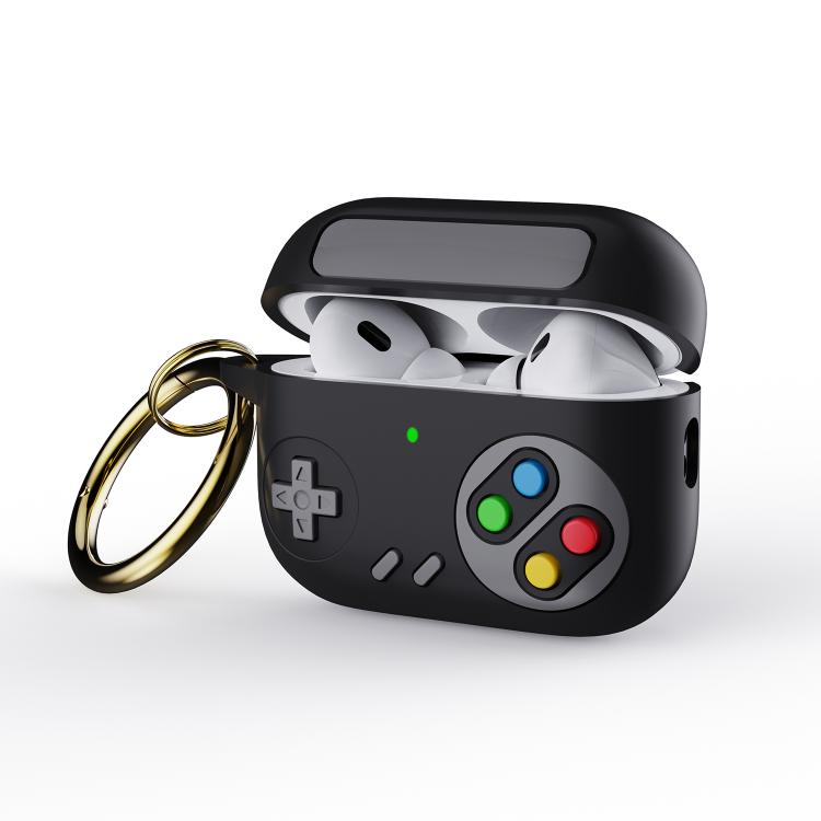 For AirPods Pro 3 Retro Game Console Style Earphone Silicone Protective Case(Black)