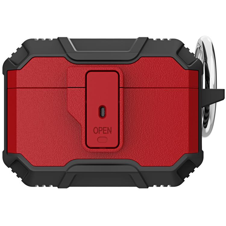 For AirPods Pro 3 TPU + PC Shockproof Earphones Case with Hook(Red+Black)