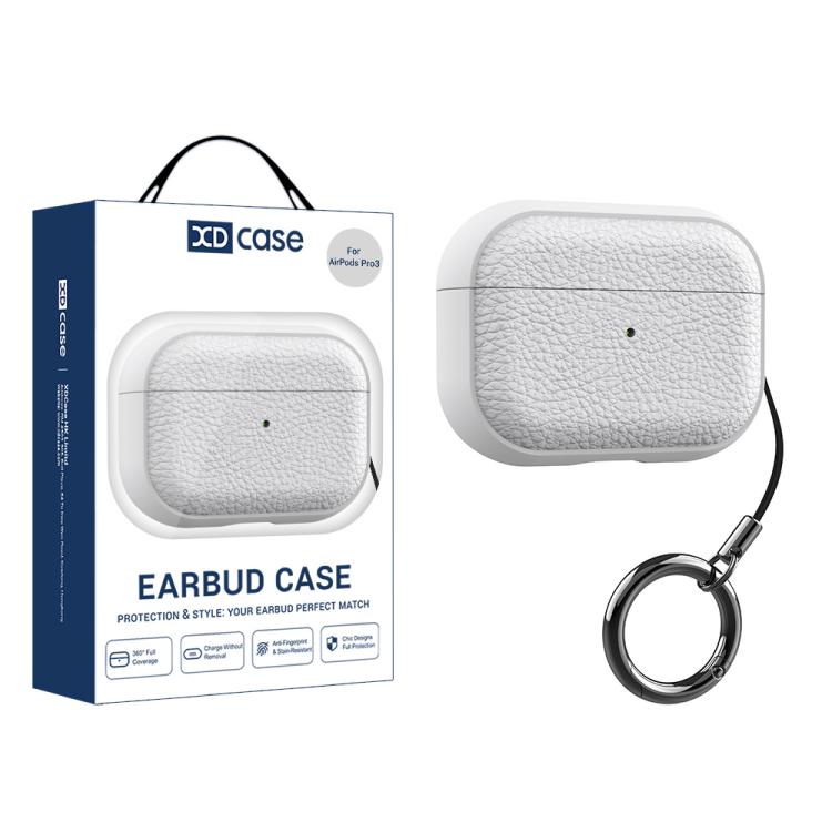For AirPods Pro 3 XDcase Lychee Texture TPU Earbuds Case with Buckle(White)