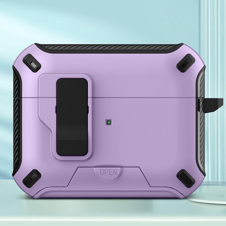 For AirPods Pro Wireless Bluetooth Earphones MagSafe Holder Protective Case(Purple)