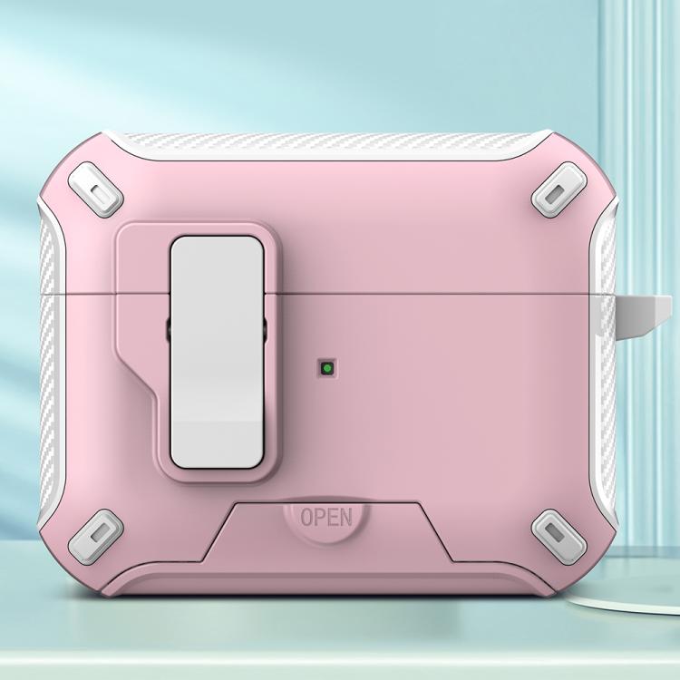 For AirPods Pro Wireless Bluetooth Earphones MagSafe Holder Protective Case(White Pink)