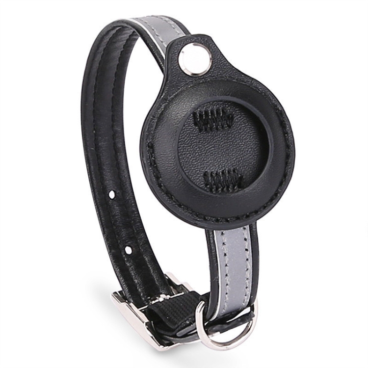 For AirTag 2nd Gen / AirTag 1st Gen Tracker Protective Cover Pet PU Collar, Specification: M(Black)
