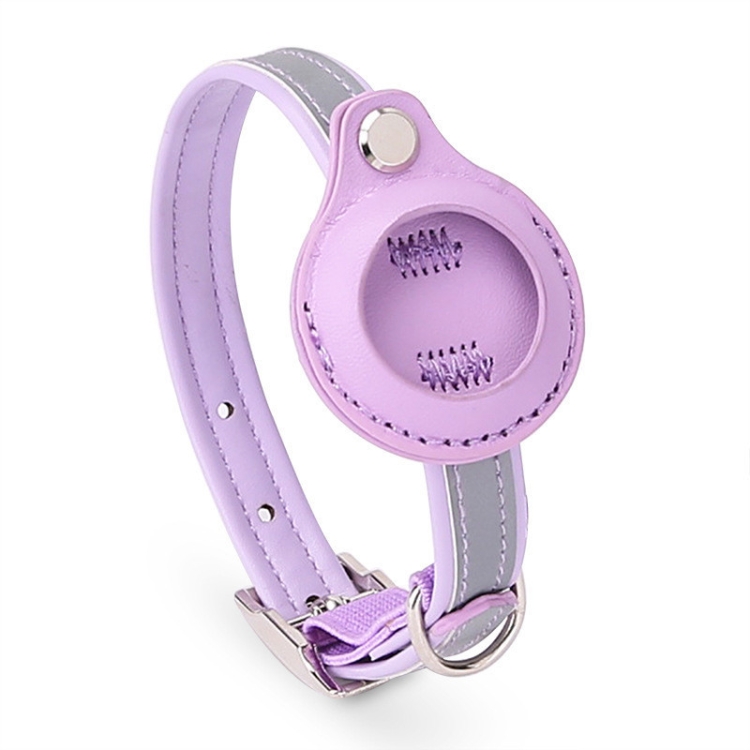 For AirTag 2nd Gen / AirTag 1st Gen Tracker Protective Cover Pet PU Collar, Specification: XS(Purple)