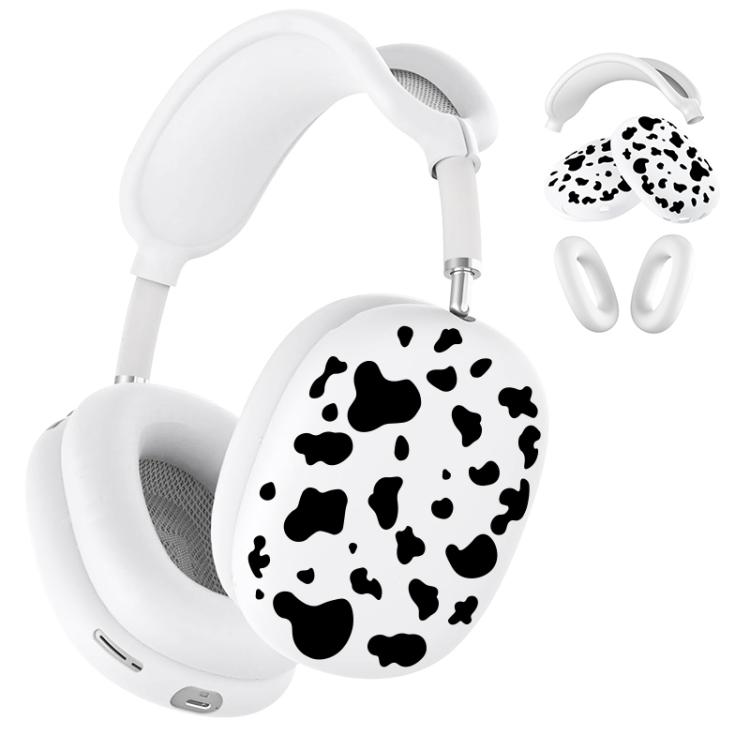 For Apple AirPods Max 2 / Max 3 in 1 Cow Texture Headphones Silicone Protective Case(Black)