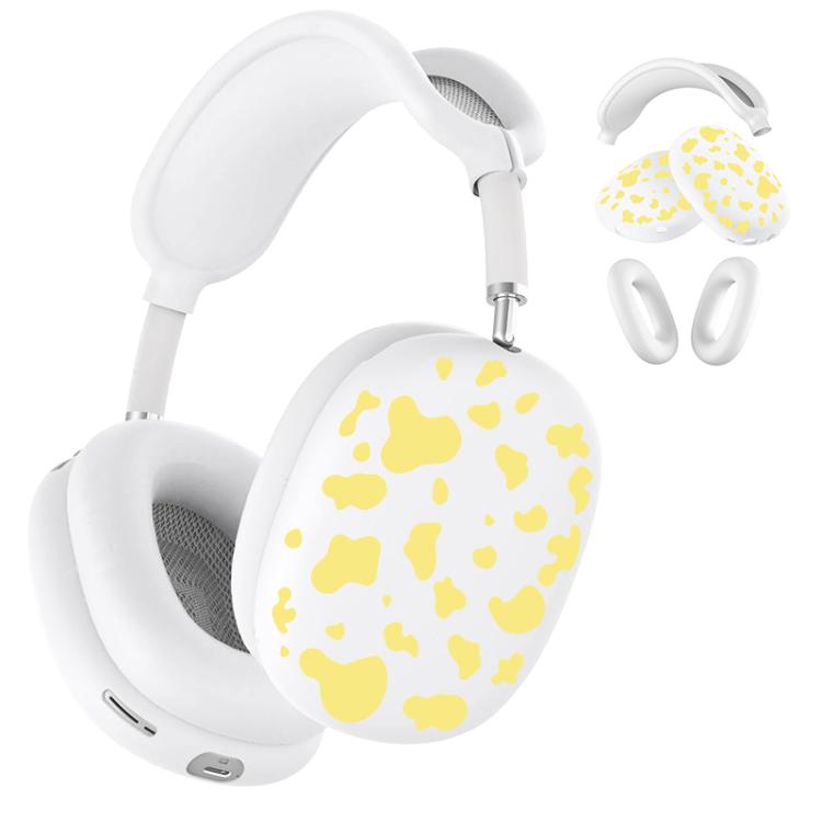 For Apple AirPods Max 2 / Max 3 in 1 Cow Texture Headphones Silicone Protective Case(Lemon Yellow)