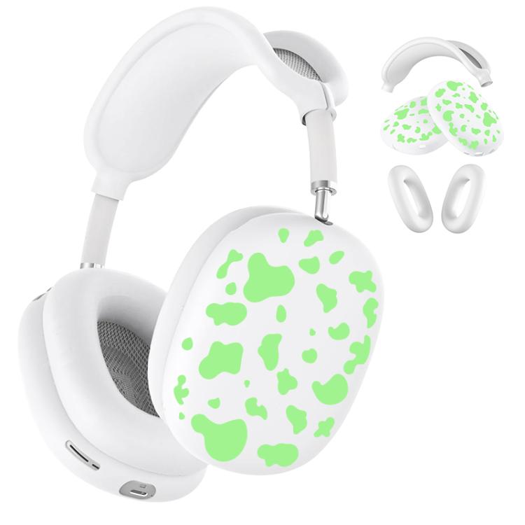 For Apple AirPods Max 2 / Max 3 in 1 Cow Texture Headphones Silicone Protective Case(Matcha Green)