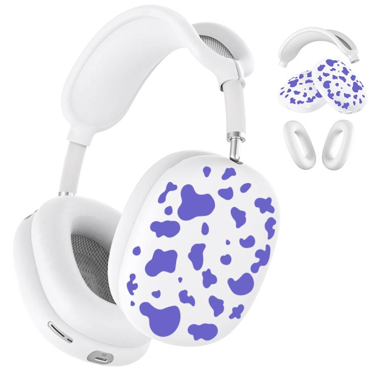 For Apple AirPods Max 2 / Max 3 in 1 Cow Texture Headphones Silicone Protective Case(Purple)