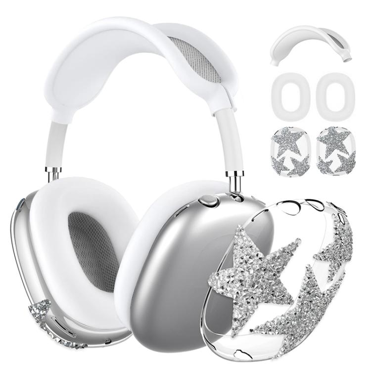 For Apple AirPods Max 2 / Max 3 in 1 Diamond Star Headphones Silicone Protective Case(Transparent)