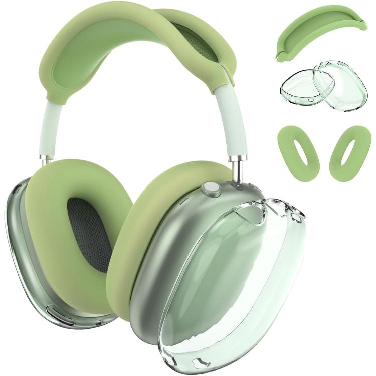 For Apple AirPods Max 2 / Max 3 in 1 Headphones Silicone Protective Case(Transparent Matcha Green)