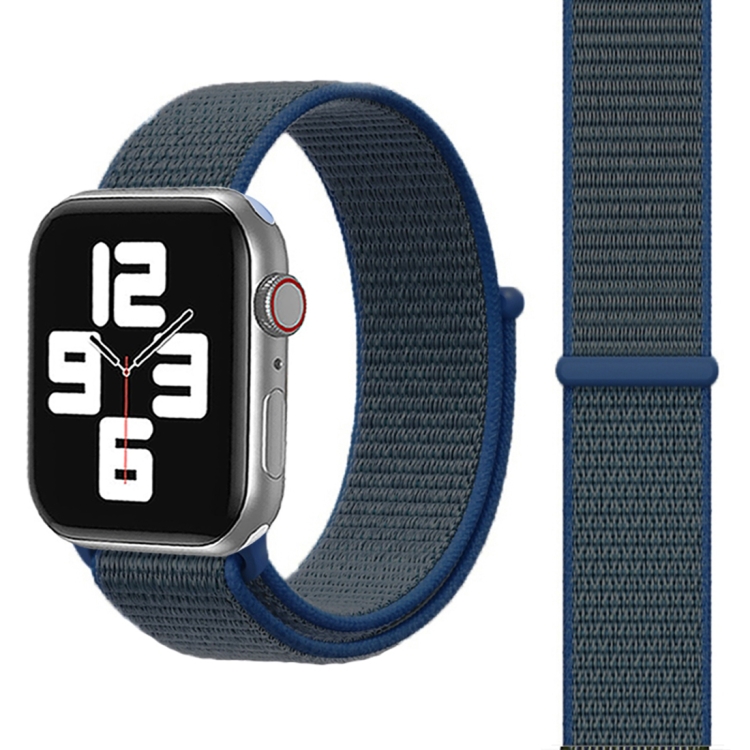 For Apple Watch 42mm / 41mm / 40mm / 38mm Simple Fashion Nylon Watch Band with Magic Stick(Dark Blue)