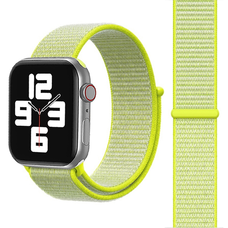 For Apple Watch 42mm / 41mm / 40mm / 38mm Simple Fashion Nylon Watch Band with Magic Stick(Fluorescent Green Light)