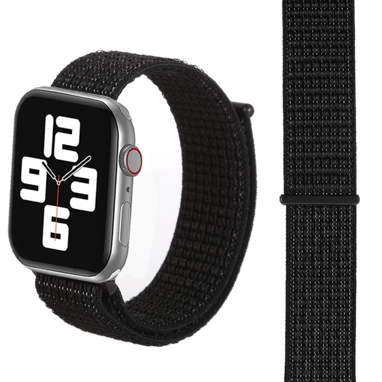 For Apple Watch 42mm / 41mm / 40mm / 38mm Simple Fashion Nylon Watch Band with Magic Stick(Nightfall Black)