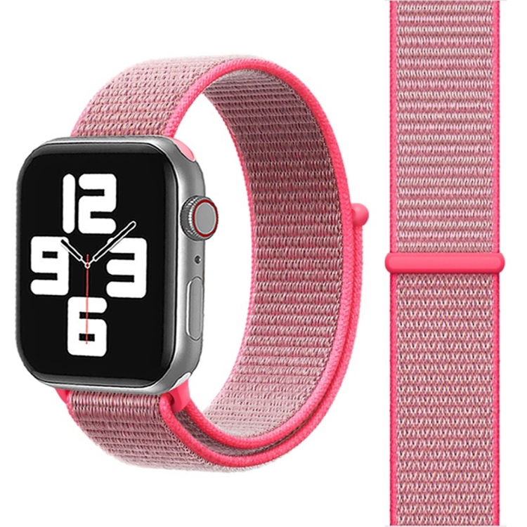 For Apple Watch 42mm / 41mm / 40mm / 38mm Simple Fashion Nylon Watch Band with Magic Stick(Pink Light)