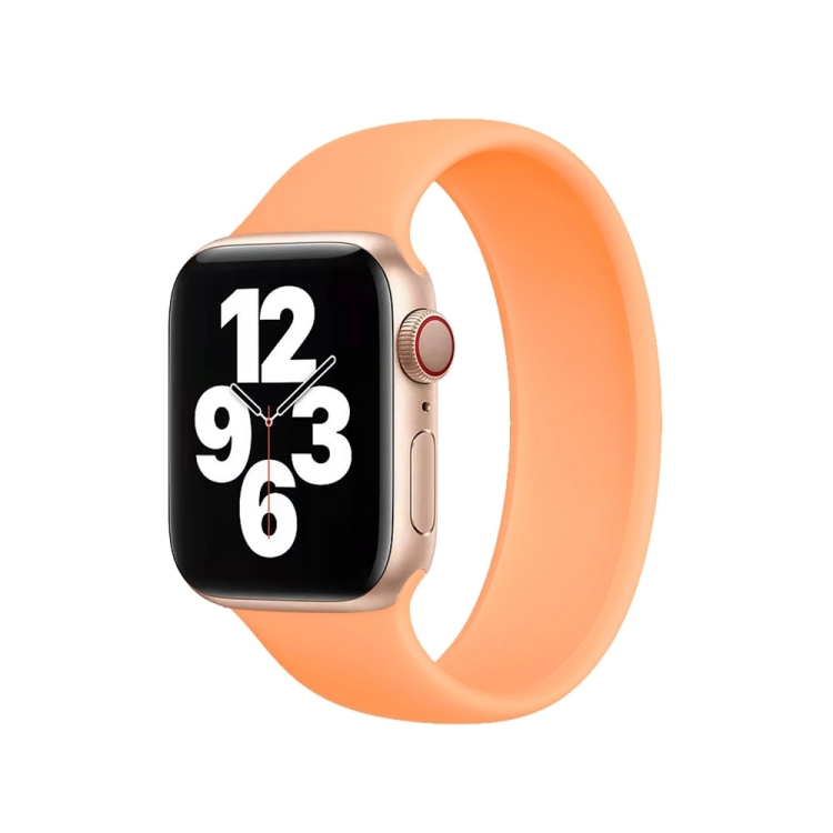 For Apple Watch Series 10 42mm / 9&8&7 41mm / SE 3&SE 2&6&SE&5&4 40mm / 3&2&1 38mm Solid Color Elastic Silicone Watch Band, Size:L 156mm (Calendula)