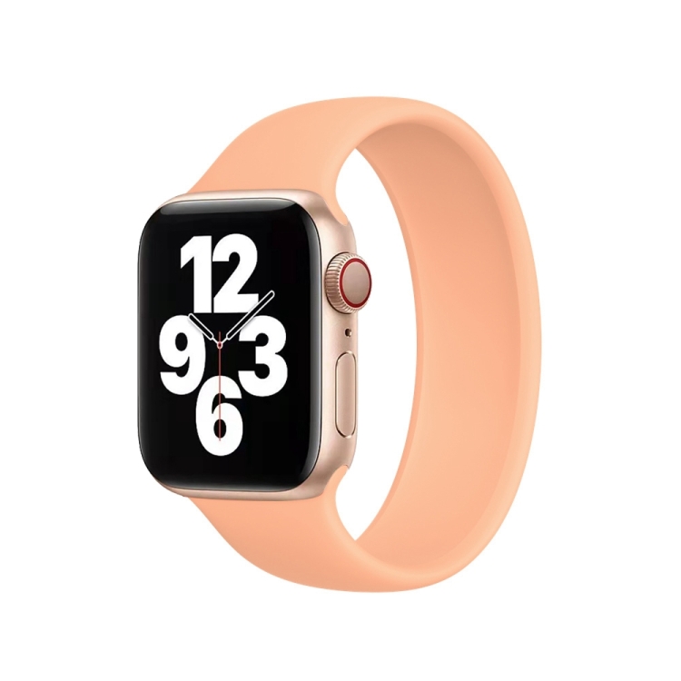 For Apple Watch Series 10 42mm / 9&8&7 41mm / SE 3&SE 2&6&SE&5&4 40mm / 3&2&1 38mm Solid Color Elastic Silicone Watch Band, Size:L 156mm (Cantaloupe)