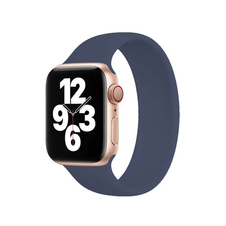 For Apple Watch Series 10 42mm / 9&8&7 41mm / SE 3&SE 2&6&SE&5&4 40mm / 3&2&1 38mm Solid Color Elastic Silicone Watch Band, Size:L 156mm (Deep Blue)