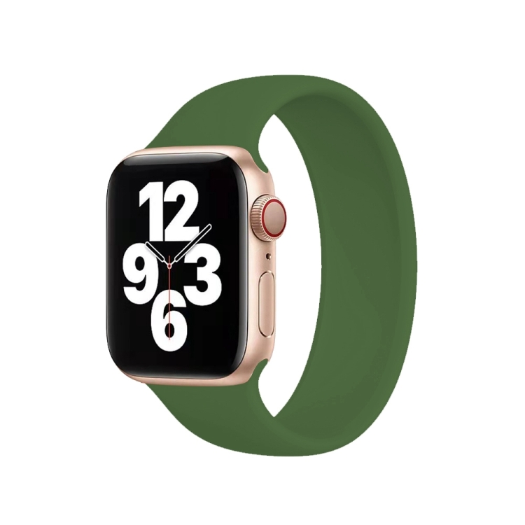 For Apple Watch Series 10 42mm / 9&8&7 41mm / SE 3&SE 2&6&SE&5&4 40mm / 3&2&1 38mm Solid Color Elastic Silicone Watch Band, Size:M 143mm (Alfalfa Grass)