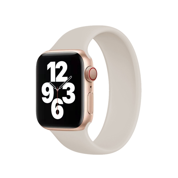 For Apple Watch Series 10 42mm / 9&8&7 41mm / SE 3&SE 2&6&SE&5&4 40mm / 3&2&1 38mm Solid Color Elastic Silicone Watch Band, Size:M 143mm (Starlight)