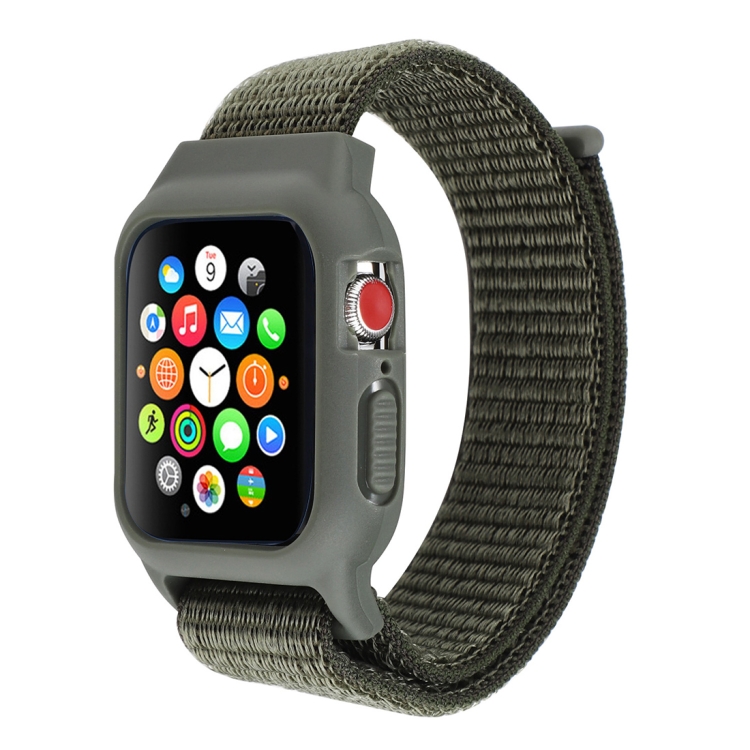For Apple Watch Ultra 49mm&Watch Ultra 2 49mm / Series 10 46mm / 9&8&7 45mm / SE 3&SE 2&6&SE&5&4 44mm / 3&2&1 42mm Nylon Watch Band with Hook and Loop Fastener (Green)