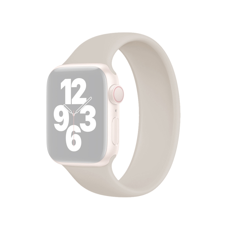 For Apple Watch Ultra 49mm&Watch Ultra 2 49mm / Series 10 46mm / 9&8&7 45mm / SE 3&SE 2&6&SE&5&4 44mm / 3&2&1 42mm Solid Color Elastic Silicone Watch Band, Size:L 156mm (Starlight)