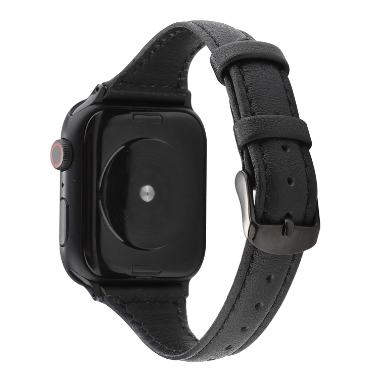 For Apple Watch Ultra 49mm&Watch Ultra 2 49mm / Series 9&8&7 45mm / SE 3&SE 2&6&SE&5&4 44mm / 3&2&1 42mm Crazy Horse Texture Genuine Leather Strap(Black)
