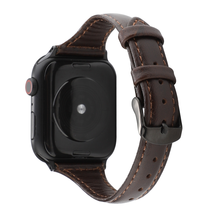 For Apple Watch Ultra 49mm&Watch Ultra 2 49mm / Series 9&8&7 45mm / SE 3&SE 2&6&SE&5&4 44mm / 3&2&1 42mm Crazy Horse Texture Genuine Leather Strap(Coffee)