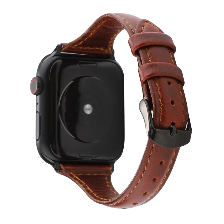 For Apple Watch Ultra 49mm&Watch Ultra 2 49mm / Series 9&8&7 45mm / SE 3&SE 2&6&SE&5&4 44mm / 3&2&1 42mm Crazy Horse Texture Genuine Leather Strap(Red Brown)
