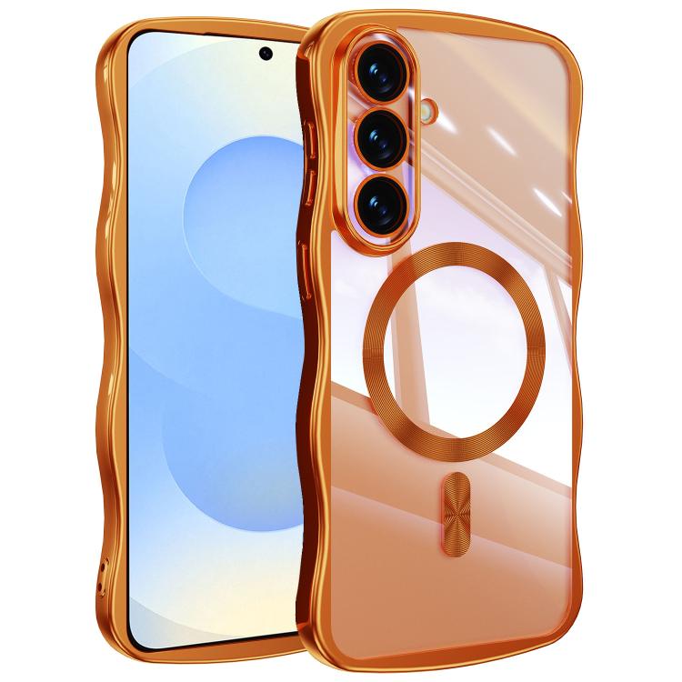 For Galaxy S26 5G Big Wave Electroplating MagSafe Magnetic Phone Case(Orange)