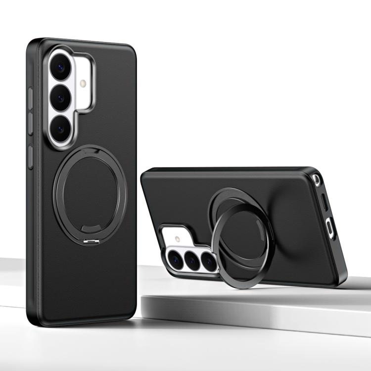 For Galaxy S26 5G Cloud Block Star Leather Series 360 Degree Rotation Holder Magnetic Phone Case(Black)