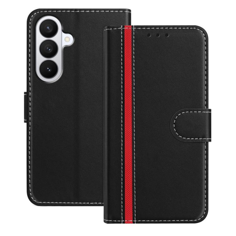 For Galaxy S26 5G Color Block Card Slots Vegan Leather Phone Case(Black)