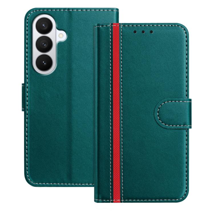 For Galaxy S26 5G Color Block Card Slots Vegan Leather Phone Case(Green)