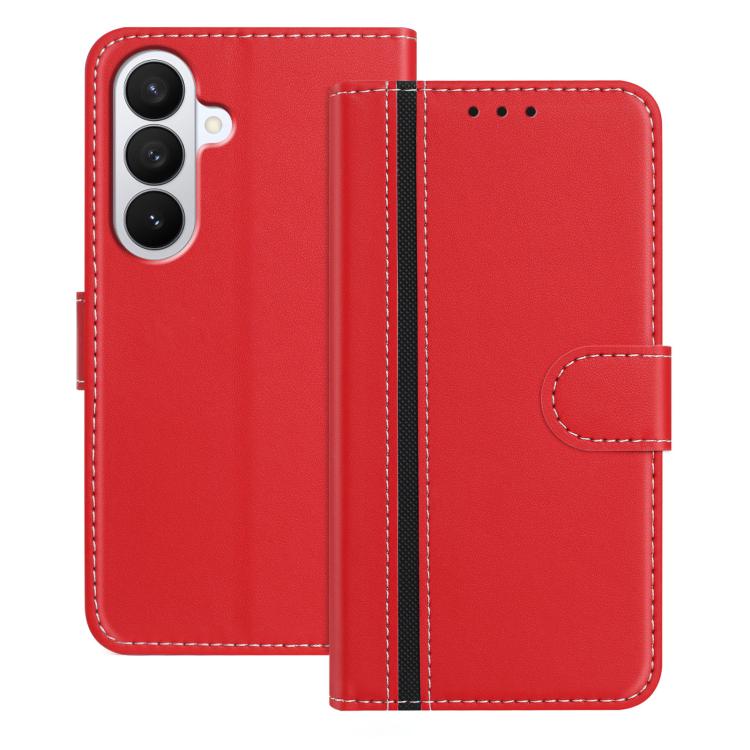 For Galaxy S26 5G Color Block Card Slots Vegan Leather Phone Case(Red)