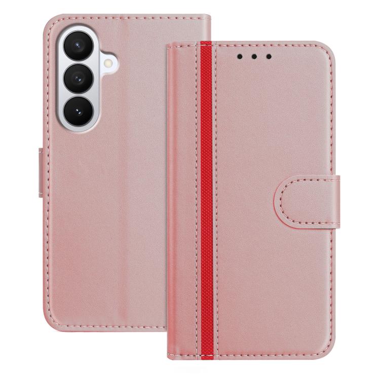 For Galaxy S26 5G Color Block Card Slots Vegan Leather Phone Case(Rose Gold)
