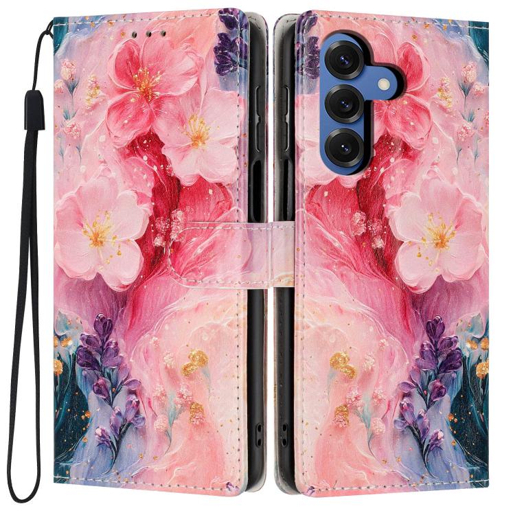 For Galaxy S26 5G Colorful Painting Vegan Leather Phone Case with Lanyard(Oil Painting Flowers)