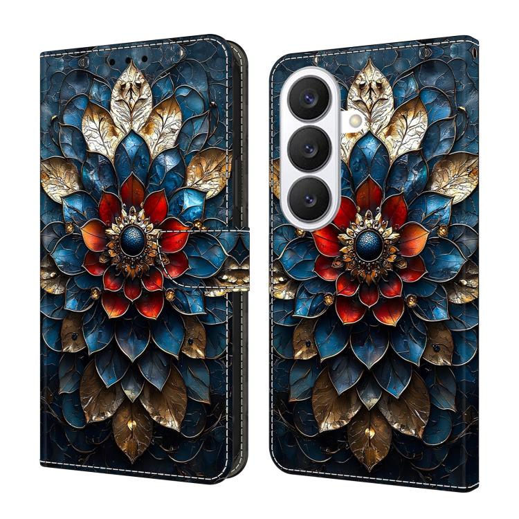 For Galaxy S26 5G Crystal-Like Painted Vegan Leather Phone Case(Glass Flower)