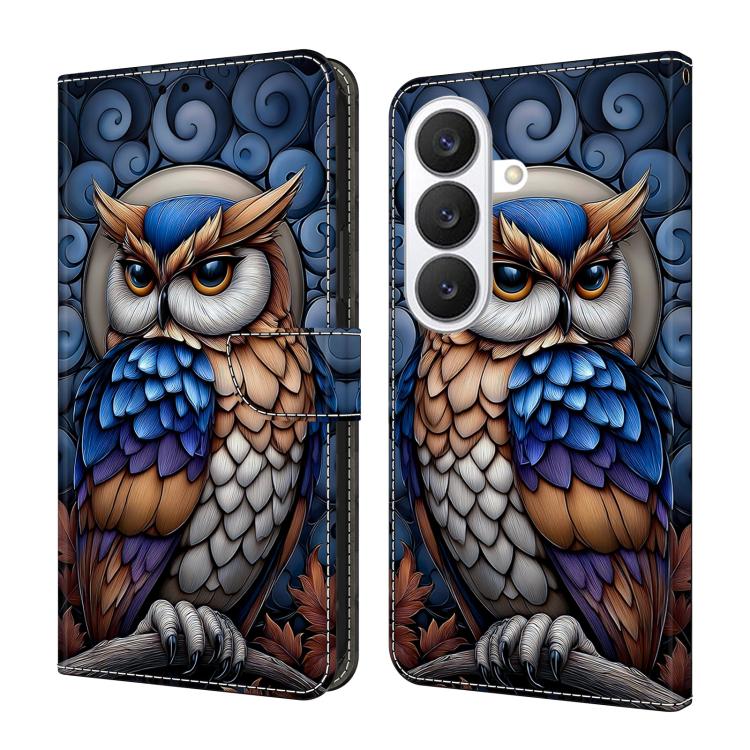 For Galaxy S26 5G Crystal-Like Painted Vegan Leather Phone Case(Owl)