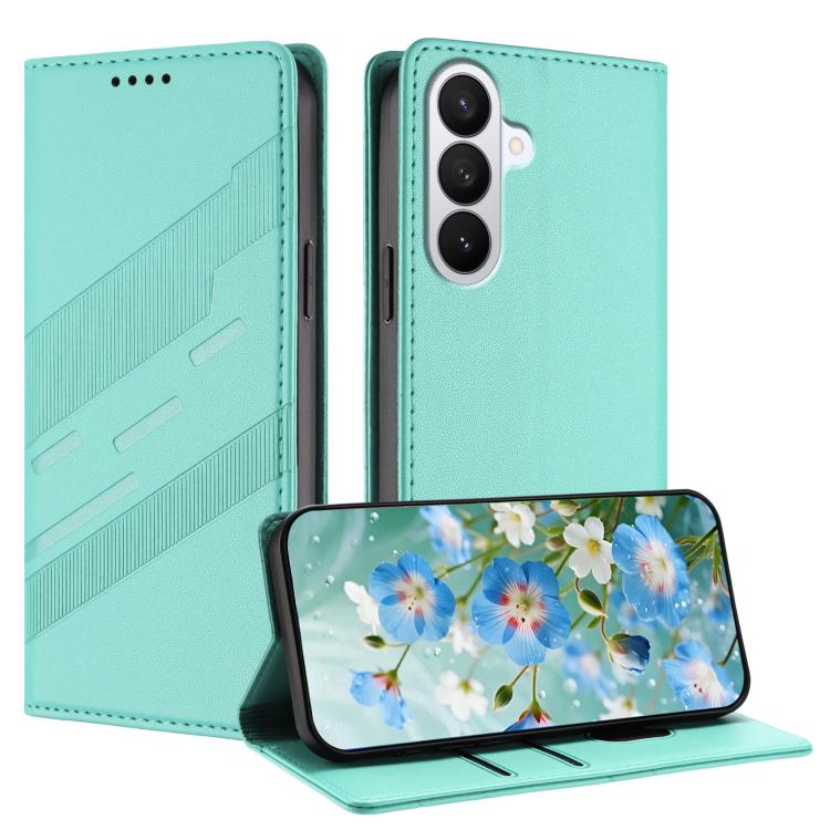 For Galaxy S26 5G Embossed Multi-functional Wallet Retro Leather Phone Case(Mint Green)