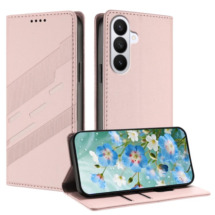 For Galaxy S26 5G Embossed Multi-functional Wallet Retro Leather Phone Case(Pink)