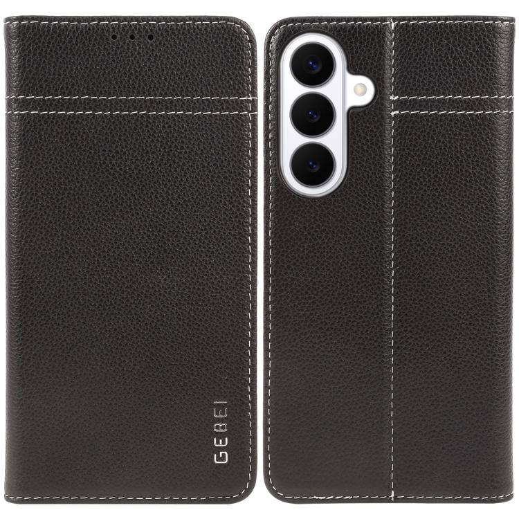 For Galaxy S26 5G GEBEI Top-grain Horizontal Flip Leather Phone Case(Black)