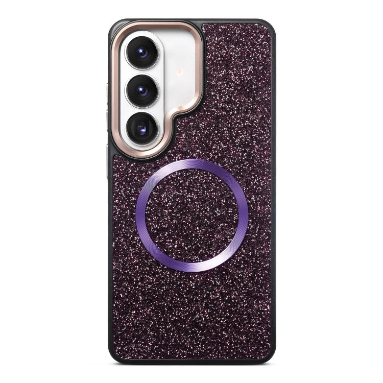 For Galaxy S26 5G Glitter Airbag Shockproof Magnetic Phone Case(Dark Purple)