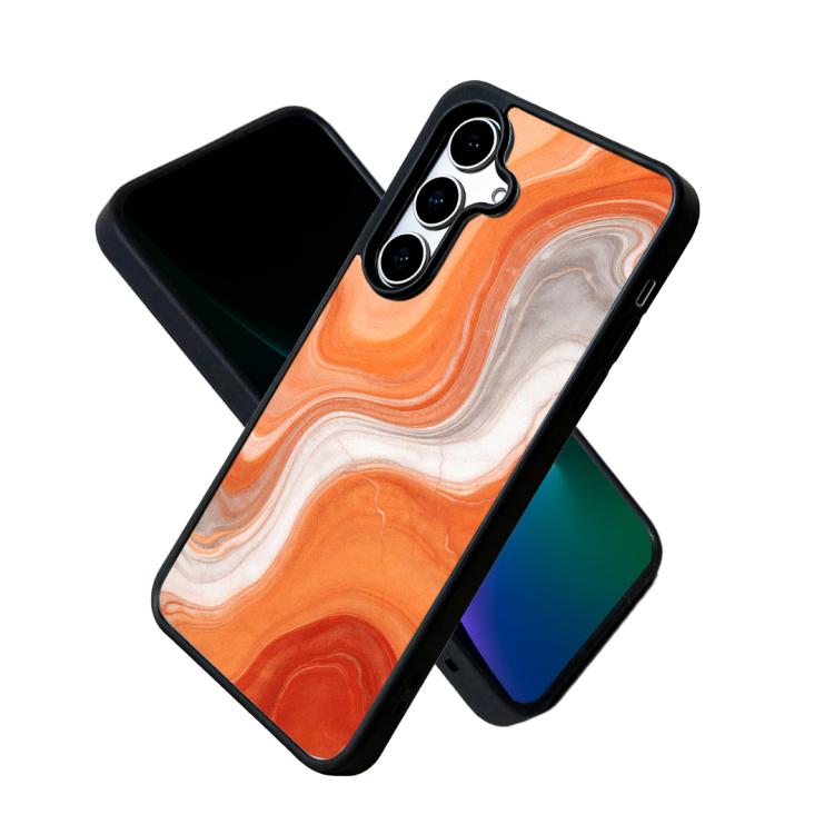 For Galaxy S26 5G Marble Pattern Magnetic Phone Case(Red White Flow Marble)