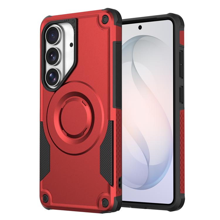 For Galaxy S26 5G Metallic Paint Magnetic PC Hybrid TPU Phone Case(Red)