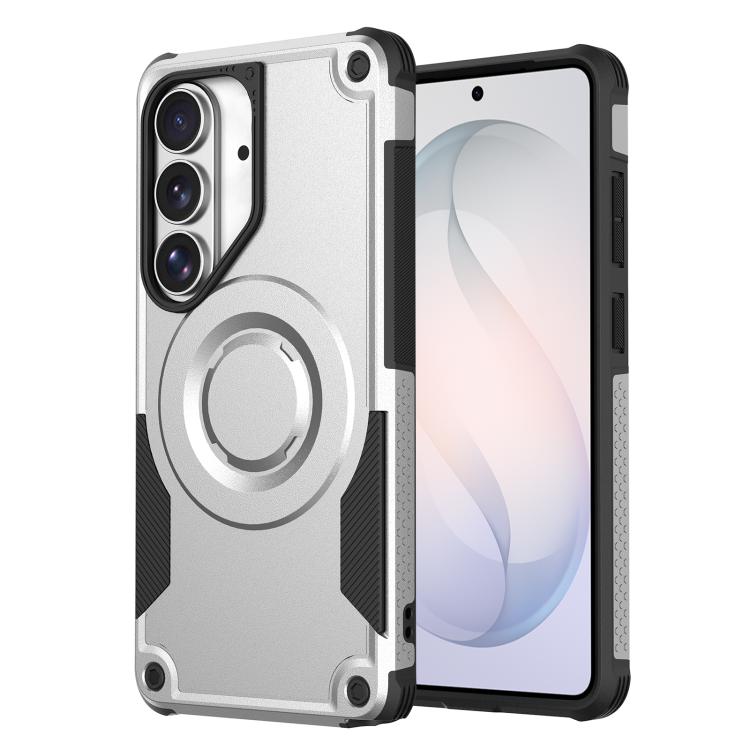 For Galaxy S26 5G Metallic Paint Magnetic PC Hybrid TPU Phone Case(Silver)